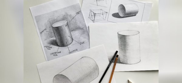 Последовательность рисования цилиндра