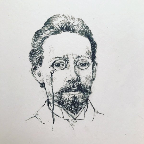 Чехов Антон Павлович карандашный портрет