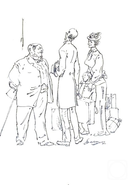 Толстый и тонкий раскраска по произведению Чехова