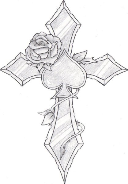 Крест с крыльями рисунок
