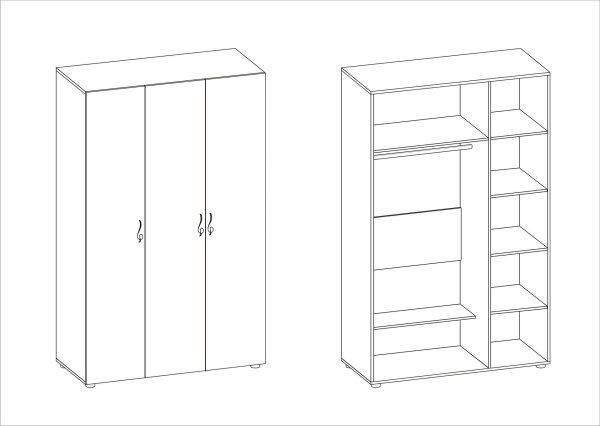 Эскиз шкафа трехстворчатого