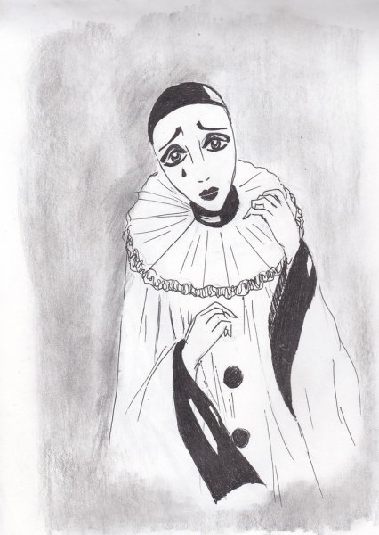 Поэтапное рисование Пьеро для детей