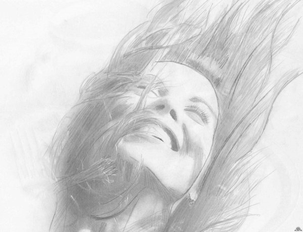 Счастливый рисунок карандашом
