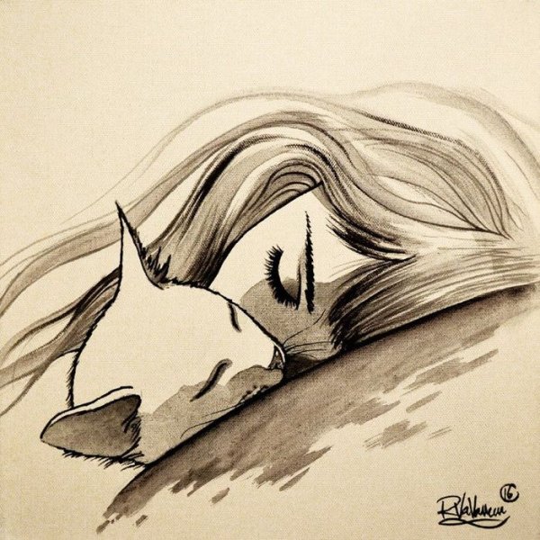 Девушка с бабочками карандашом