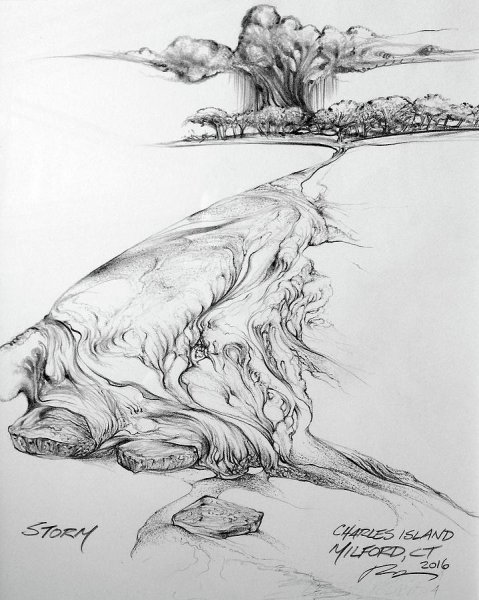 Шторм рисунок карандашом