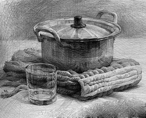 Раскраска посуда кастрюля