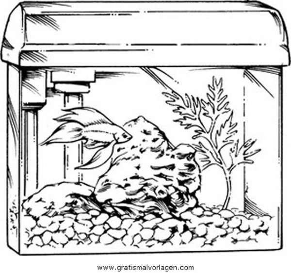 Раскраска аквариум с рыбками