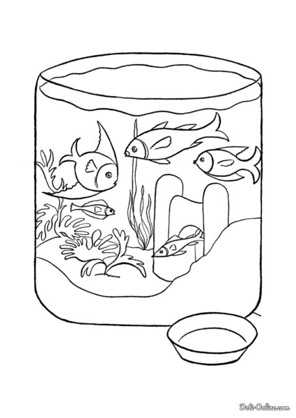 Аквариум с рыбками рисунок