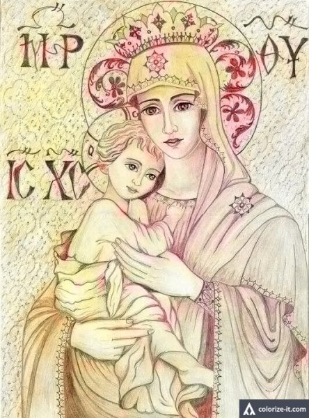 Прорись иконы Казанской Божьей матери