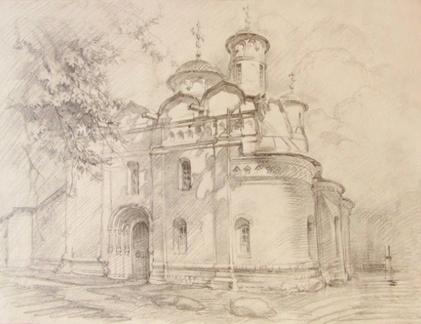 Церковь карандашом
