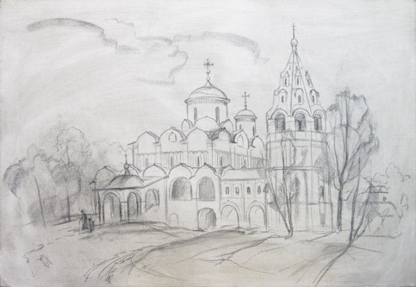 Церковь рисунок карандашом