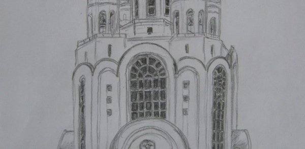 Кафедральный собор Христа Спасителя Калининград карандашом