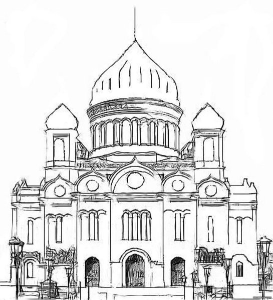 Храм Христа Спасителя архитектура зарисовки