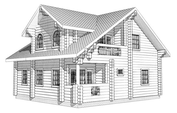 Бревенчатый дом карандашом