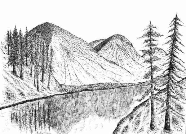 Гора Таганай Златоуст рисунок карандаш