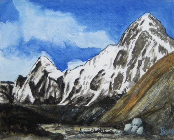 Природа горы карандашом