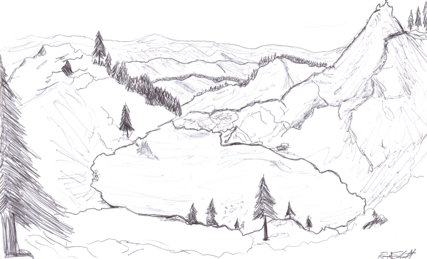 Горы рисунок легкий