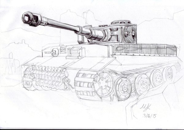 Немецкий танк карандашом