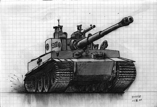 Танк тигр спереди рисунки