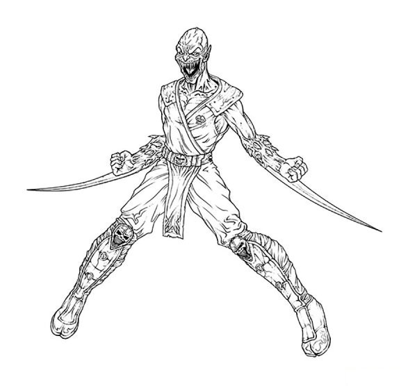 Раскраска мортал комбат Скорпион