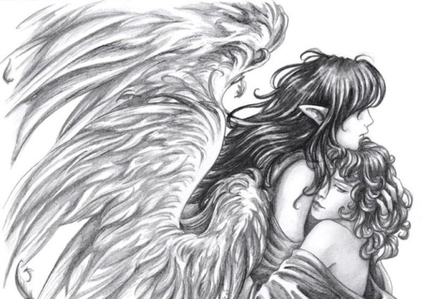 Ангел рисунок карандашом