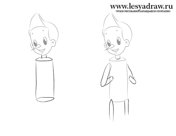 Буратино рисунок легкий