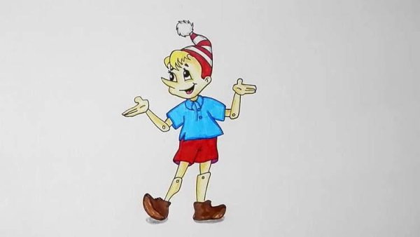 Поэтапный рисунок Буратино