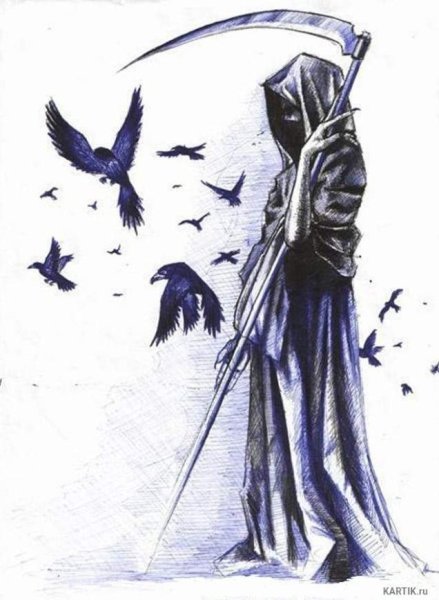 Ангел смерти с косой тату эскизы