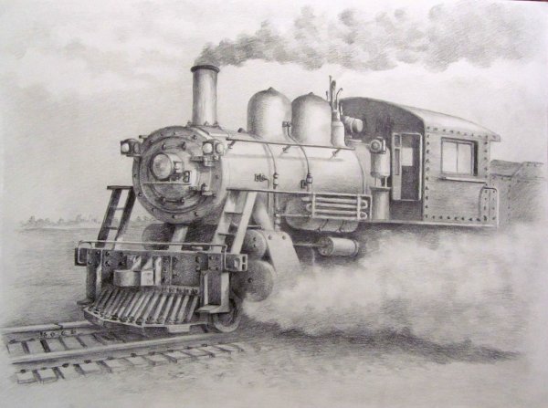 Паровоз карандашом
