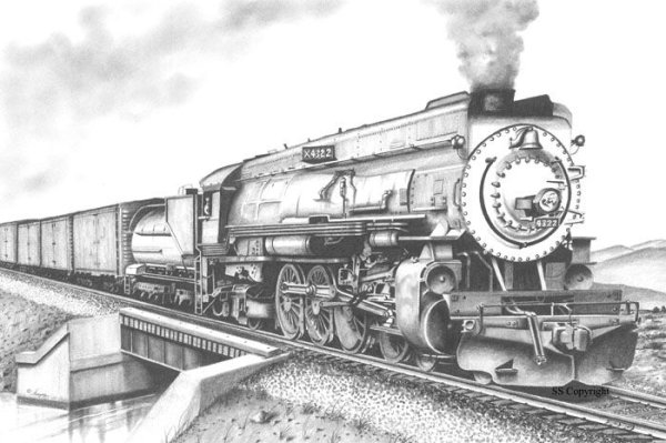 Раскраски для детей паровоз старый