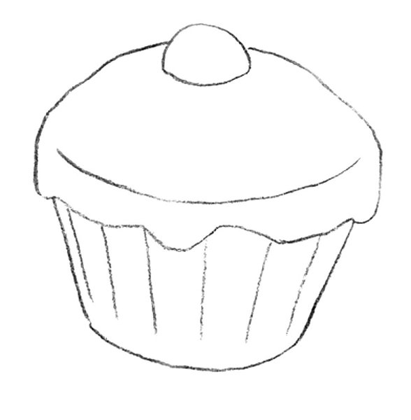Нарисовать кекс карандашом