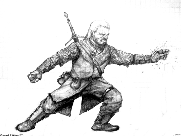 Ведьмак рисунок карандашом легкий