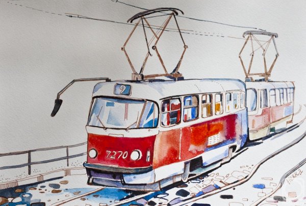 Трамвай иллюстрация