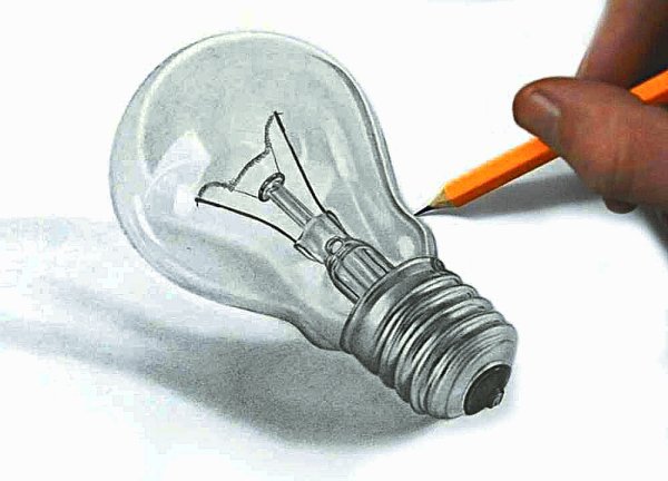 Рисование настольной лампы с натуры