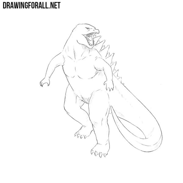 Годзилла голова карандашом