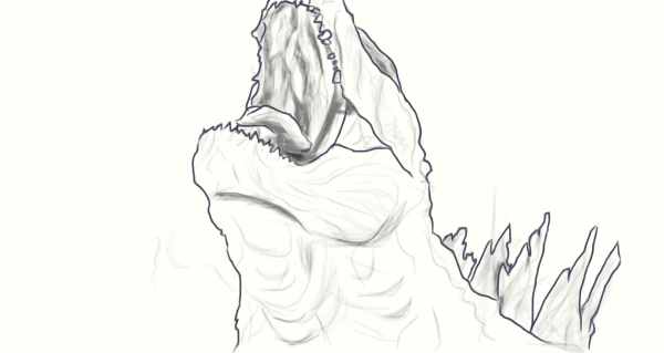 Годзилла пасть карандашом