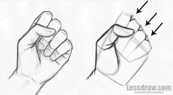 Кулак рисунок карандашом легкий