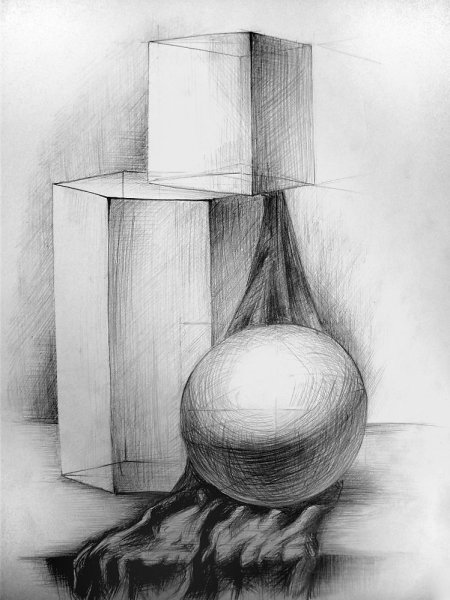 Геометрический натюрморт карандашом