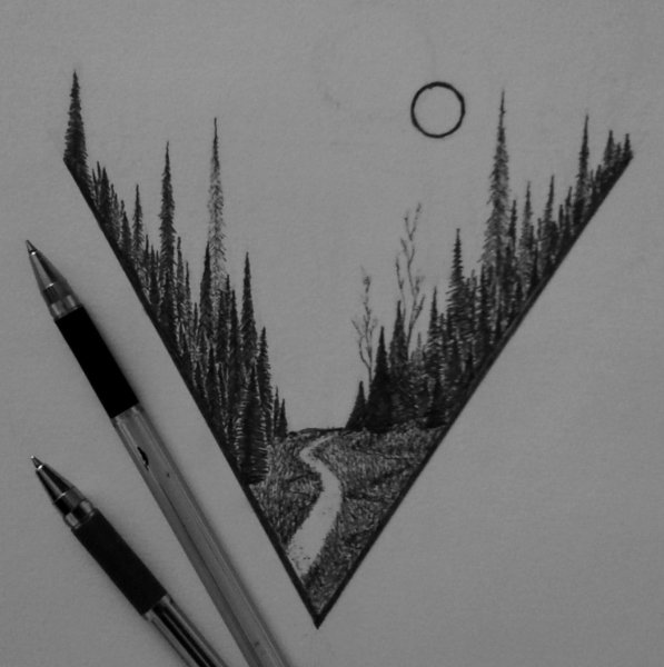 Срисовки карандашом для скетчбука природа