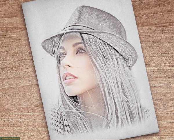 Эффект карандашного рисунка