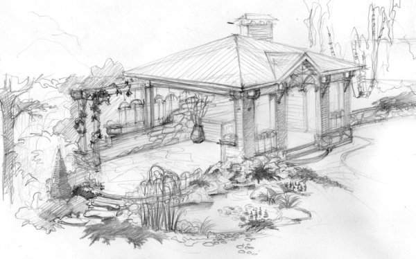 Беседка рисунок карандашом
