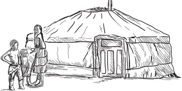 Юрта карандашом