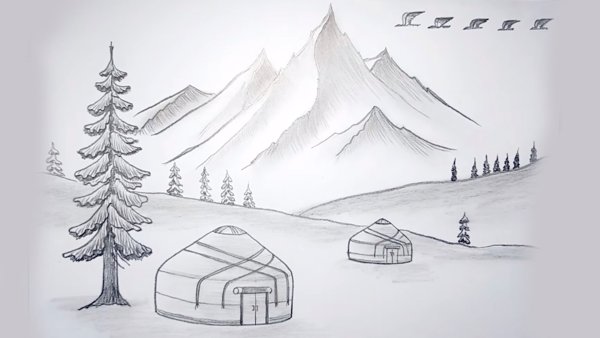 Юрта рисунок для детей башкир Башкортостана