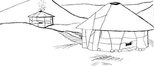 Раскраска юрта в горах