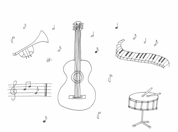 Музыкальные инструменты рисунки карандашом