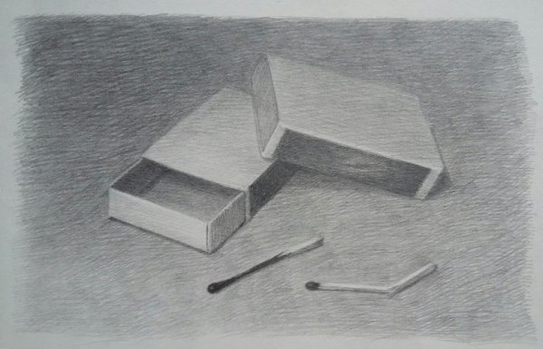 Как нарисовать спичечный коробок карандашом