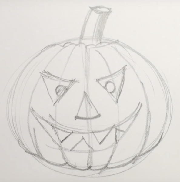 Тыква на Хэллоуин нарисовать
