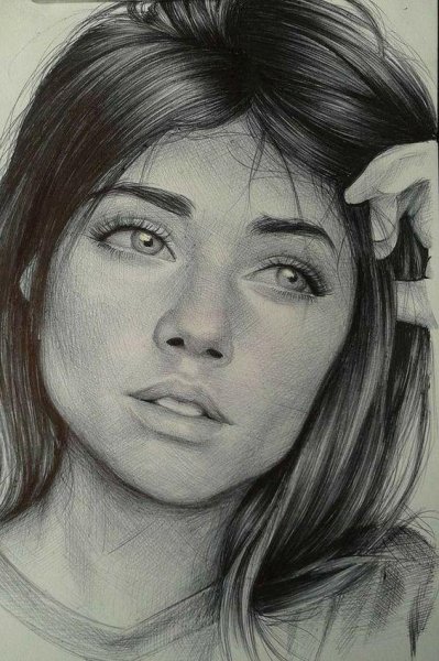 Девушка карандашом