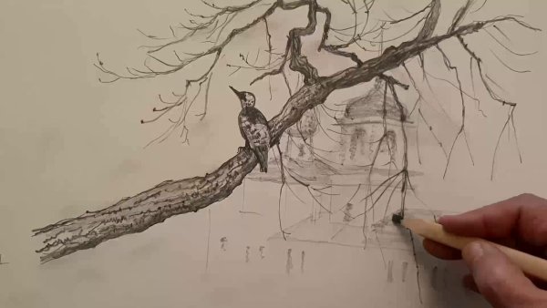 Ветка дерева пастель