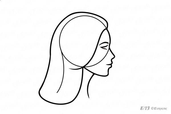 Нарисовать лицо боком